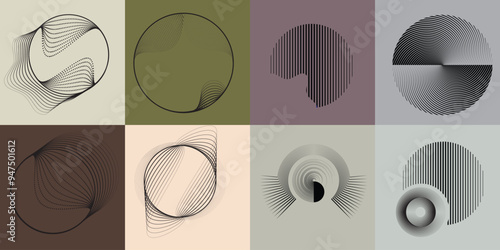 Abstract oval Lines Background with geometric circles . Vector rotating ellipse Line Design . Poster template . Concentric circles logo .Minimal art 