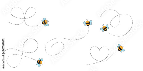 Bees in Motion. Captivating Dotted Lines Trace Spirals, Loops, and a Heart Shape Through the Sky