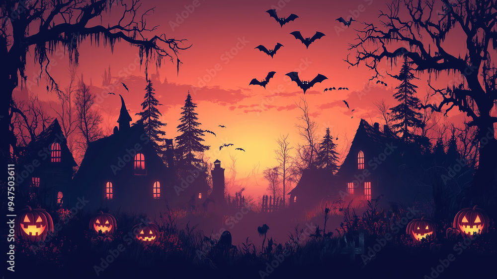 Halloween ハロウィン かぼちゃ コウモリ 秋