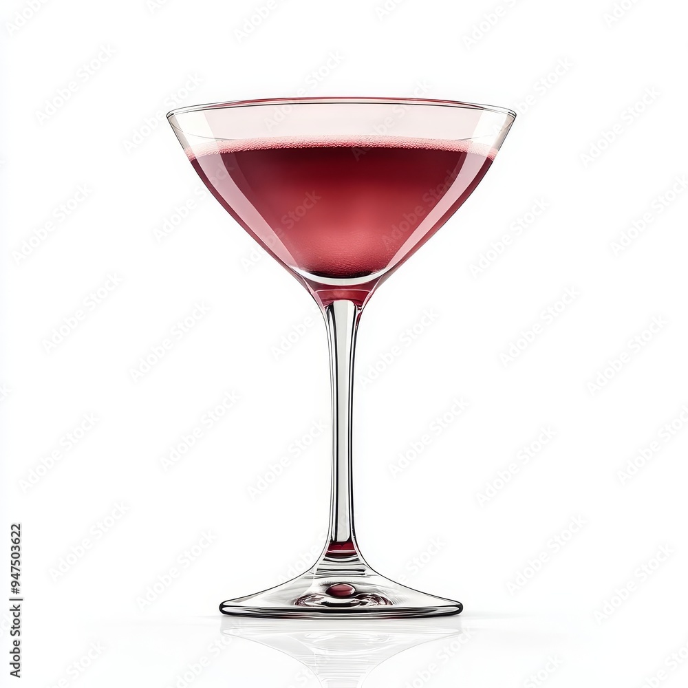 Cosmopolitan drink, sleek glass, deep pink color, light reflections, 3D illustration, isolated on white background Cosmopolitan drink, sleek glass, deep pink color, light reflections, 3D illustration, isolated on white background