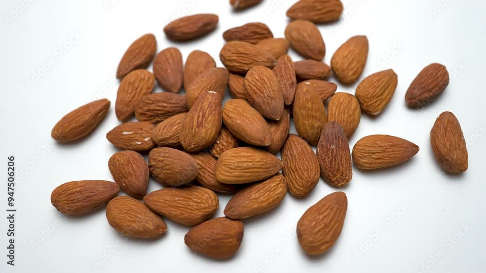 Fresh wood nuts rotating moving view in white background Fresh wood nuts rotating moving view in white background