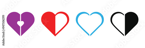 heart valentine icon set