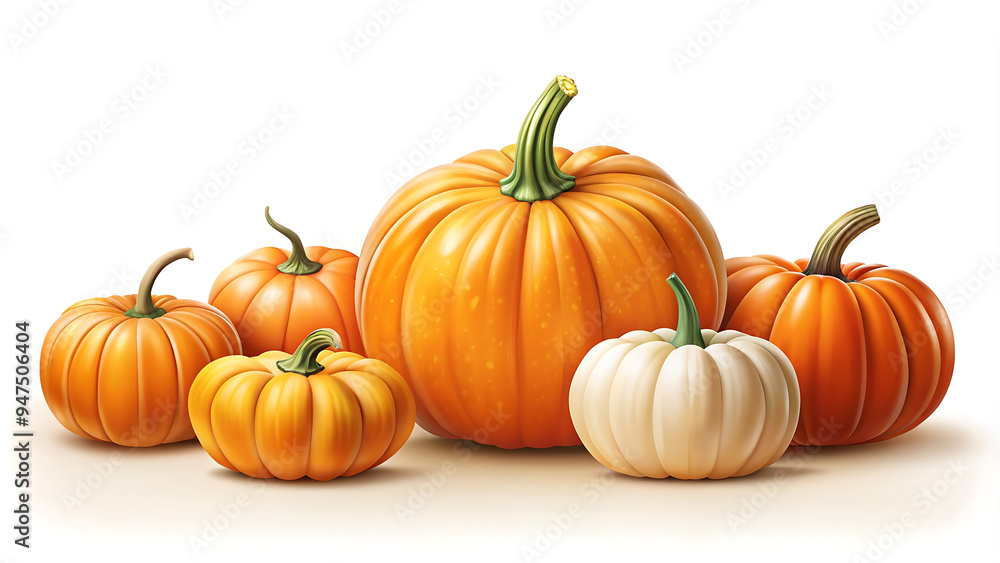 different pumpkins with a white background different pumpkins with a white background