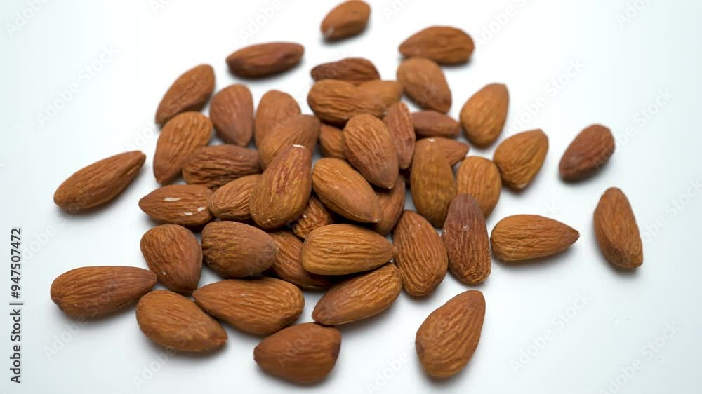 Fresh wood nuts slide moving view in white background Fresh wood nuts slide moving view in white background