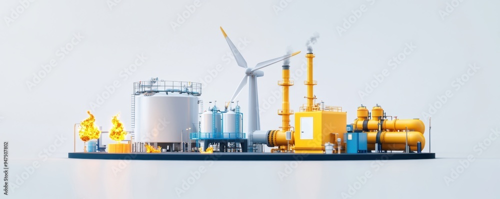 a windmill surrounded by methane gas detection equipment, emphasizing its flammability. a windmill surrounded by methane gas detection equipment, emphasizing its flammability.