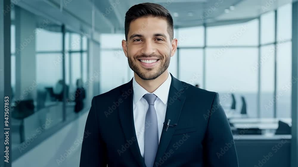 Confident mature businessman in suit in the business office building Confident mature businessman in suit in the business office building