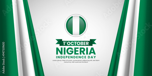 Nigeria independence day banner background design template with waving flag