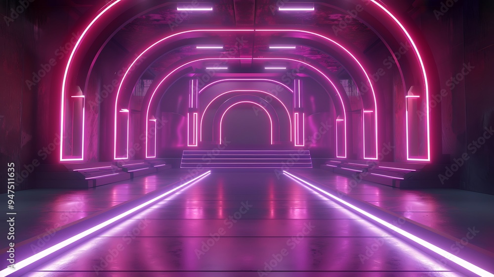 Futuristic Tunnel with Bright Lights Futuristic Tunnel with Bright Lights