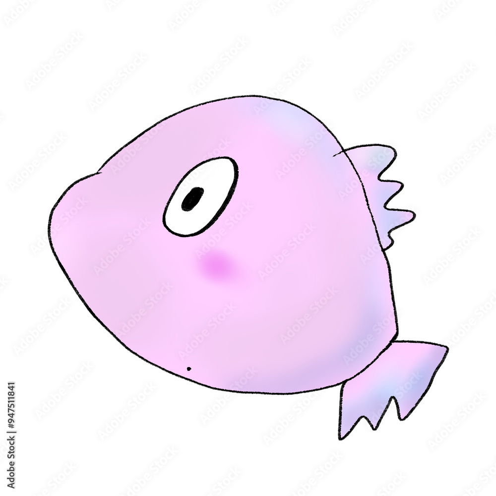 Cute pink fish cartoon illustration for kid