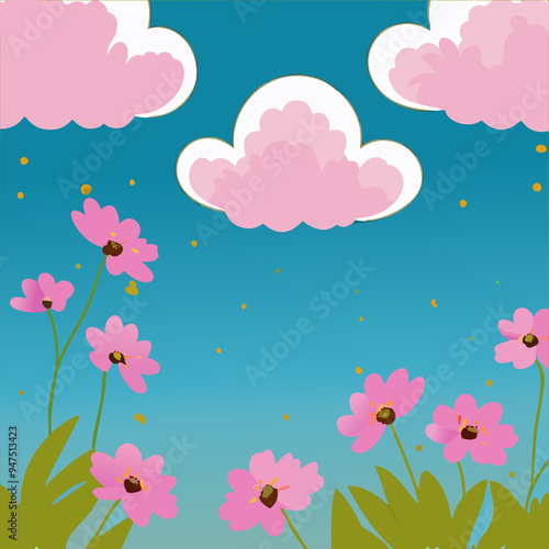 Sky and Flower Field