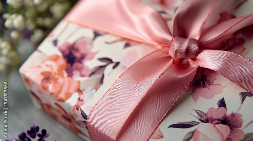 Day themed gift wrap design with floral patterns and elegant ribbons. Day themed gift wrap design with floral patterns and elegant ribbons.
