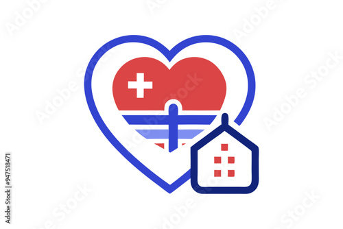 Healthcare Clinic Logo Design with Heart Icon Pictorial Mark