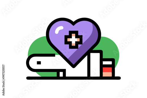 Healthcare Clinic Logo Design with Heart Icon Pictorial Mark