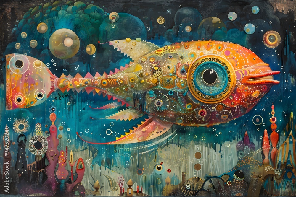 Obraz premium Surreal Fish in a Dreamlike Underwater World.