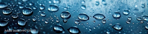 Water Droplets on a Blue Surface
