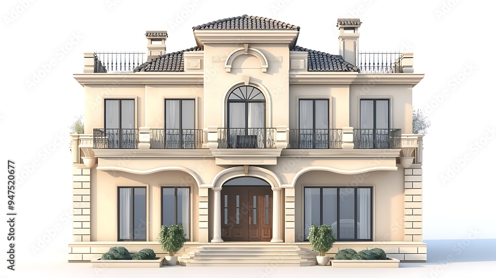 Fototapeta premium Modern House on White Background
