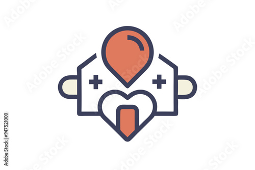 Heart Icon Pictorial Mark for Healthcare Clinic Branding