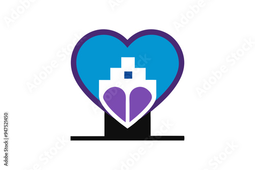 Heart Icon Pictorial Mark for Healthcare Clinic Branding