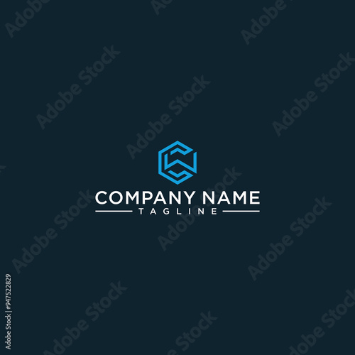 CW letter logo in the form of hexagons and cube logos with letter designs for corporate identity