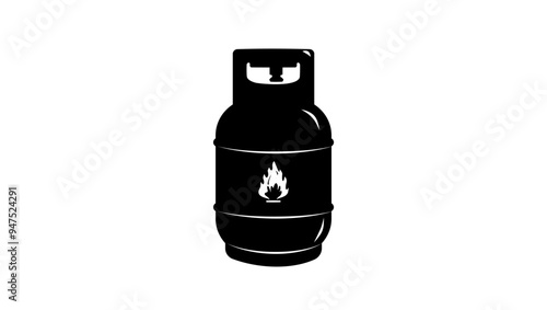 propane gas cylinder, black isolated silhouette