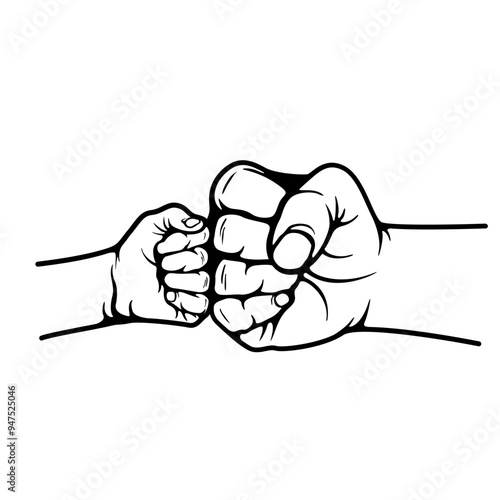 Father & Son | Fist Bump | Family Love | Dad & Child | Father's Day | Dad | Like Father Like Son | Dad & Child Fist | Original Illustration | Vector and Clipart | Cutfile and Stencil