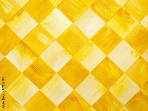 a photo image of a vibrant chequerboard pattern on a bright yellow background with soft, subtle brushstrokes and creamy textures. photo