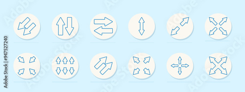 Arrow and direction icon set. Various arrow symbols for navigation, movement, and flow in design and infographic themes