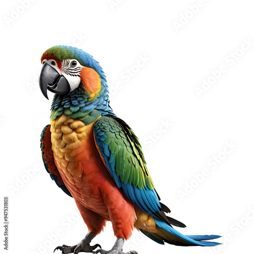 Fantasy parrot on transparent background