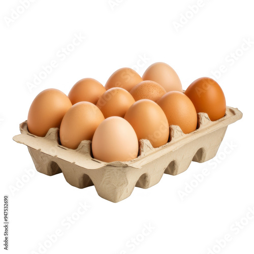 Eggs In Carton Isolated on a Transparent Background