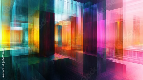 Abstract architecture in vibrant digital hues