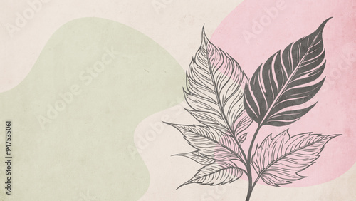 Botanical background. Abstract plant shapes. Minimalist illustration for printing on wall decorations.