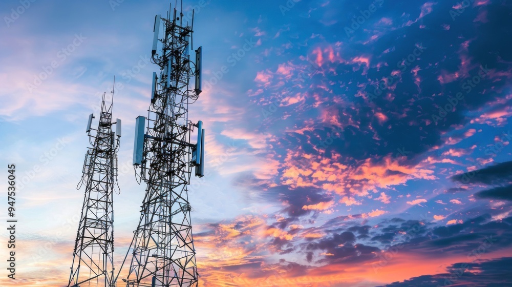 Telecommunication Towers at Sunset Telecommunication Towers at Sunset