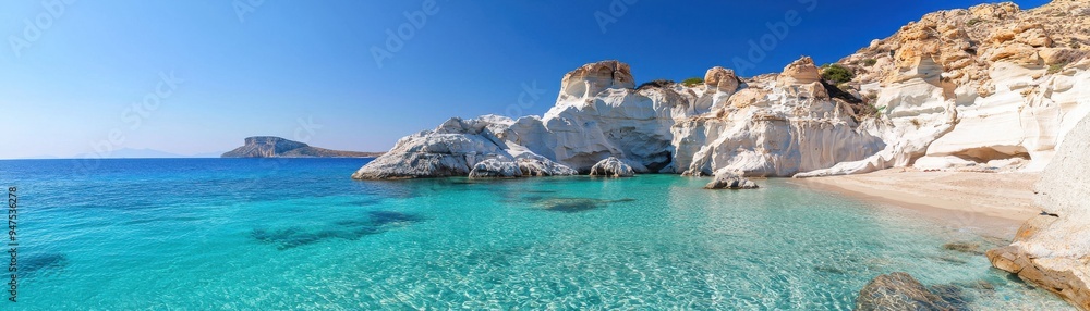 Serene beach landscape with turquoise water and white cliffs, perfect for relaxation and nature enthusiasts. Serene beach landscape with turquoise water and white cliffs, perfect for relaxation and nature enthusiasts.
