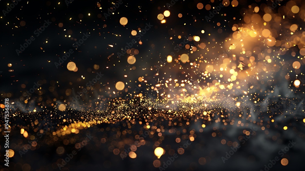 Naklejka premium Golden Sparkles and Light Rays