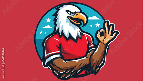 illustration of an eagle mascot in red with a minimalist style ok pose 