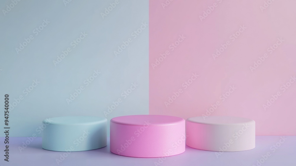 Geometric podium platform in soft pastel hues for product display Abstract background template for design product showcasing and advertising 3D rendered backdrop for product presentations Geometric podium platform in soft pastel hues for product display Abstract background template for design product showcasing and advertising 3D rendered backdrop for product presentations