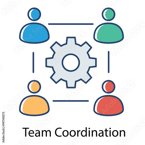 Team Coordination Icon with Editable Stroke.