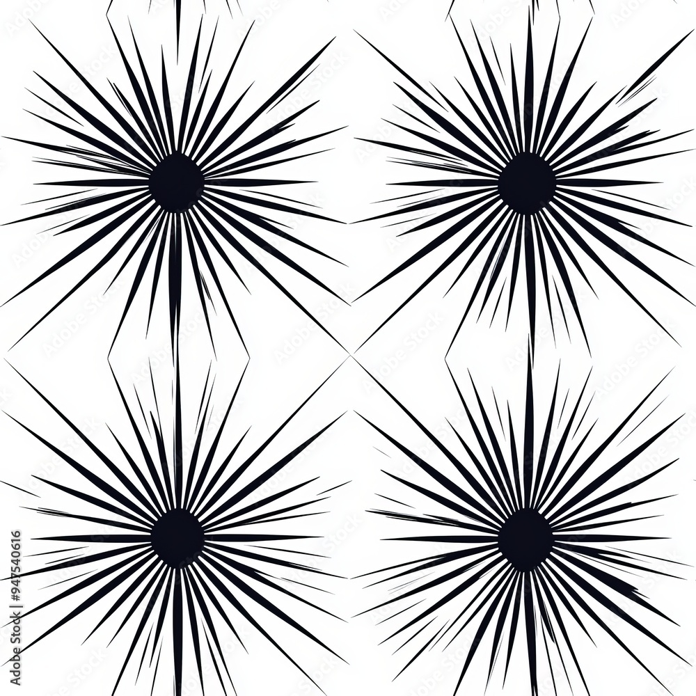 Seamless pattern of radial bursts and starbursts Seamless pattern of radial bursts and starbursts