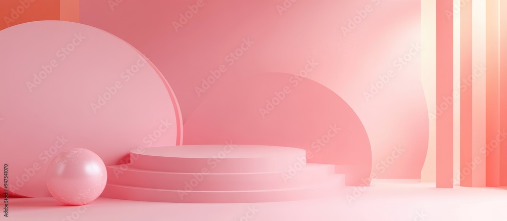 Abstract background featuring geometric podium shapes for product presentation or celebration 3D rendering Abstract background featuring geometric podium shapes for product presentation or celebration 3D rendering