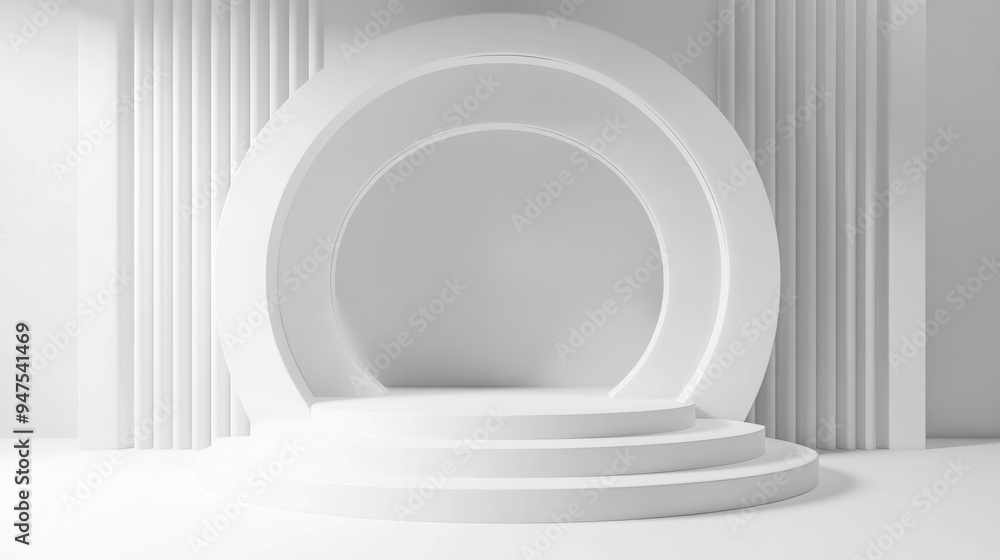 Abstract white podium in a composition 3D rendering 3D illustration Abstract white podium in a composition 3D rendering 3D illustration