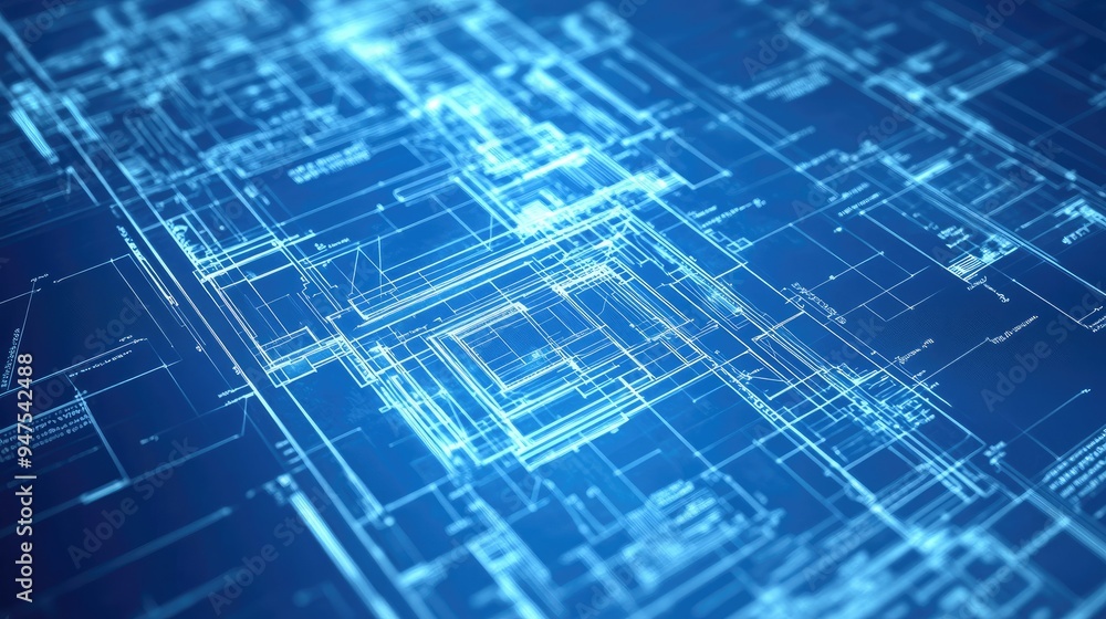 Architectural blueprint merging with technology Architectural blueprint merging with technology