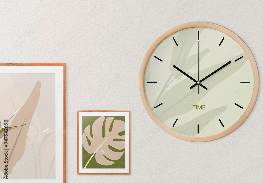 Interior Frames And Wall Clock Mockup With Generative AI Stock Template ...