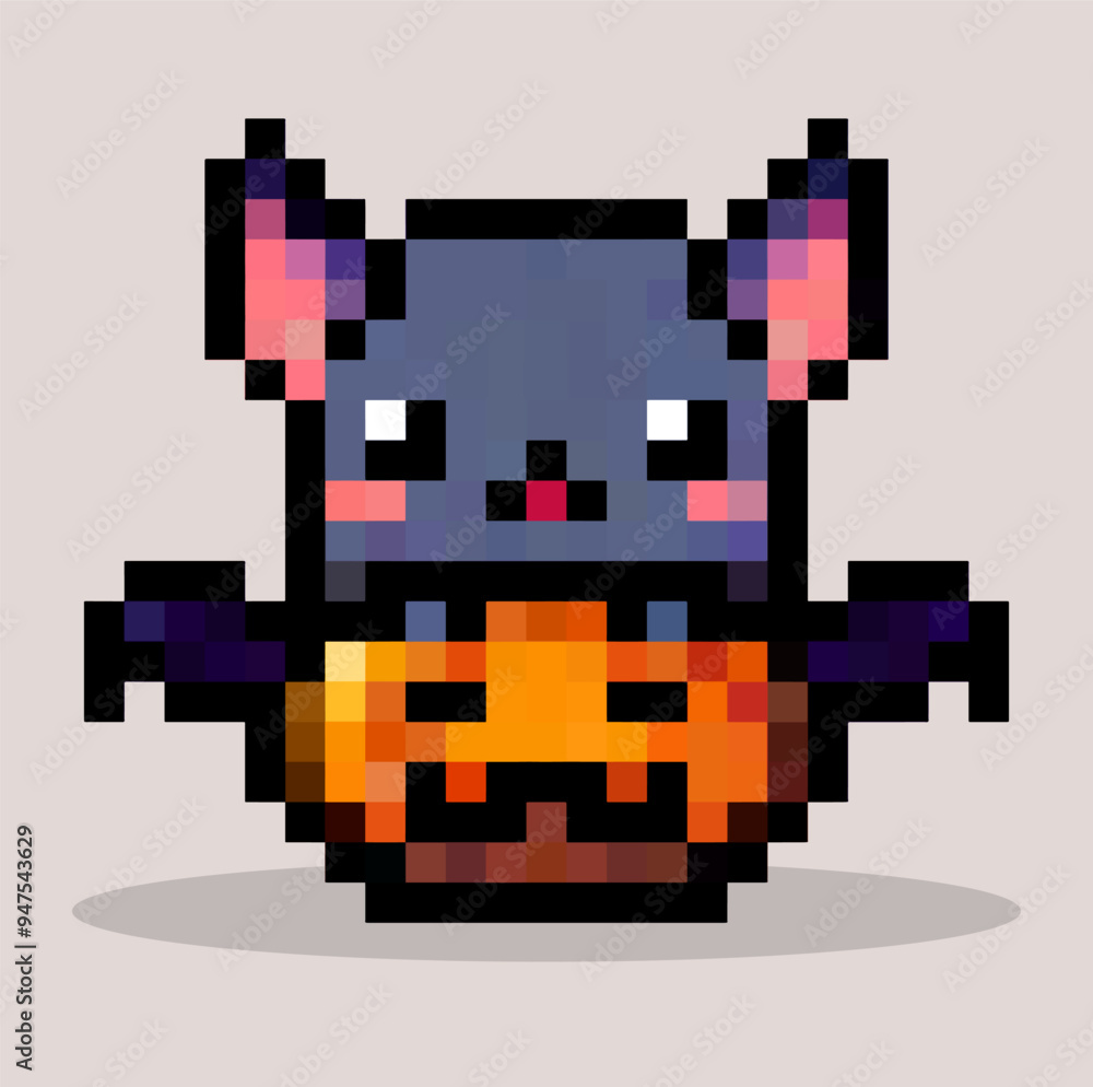 Fototapeta premium halloween bat cartoon characters in pixel art