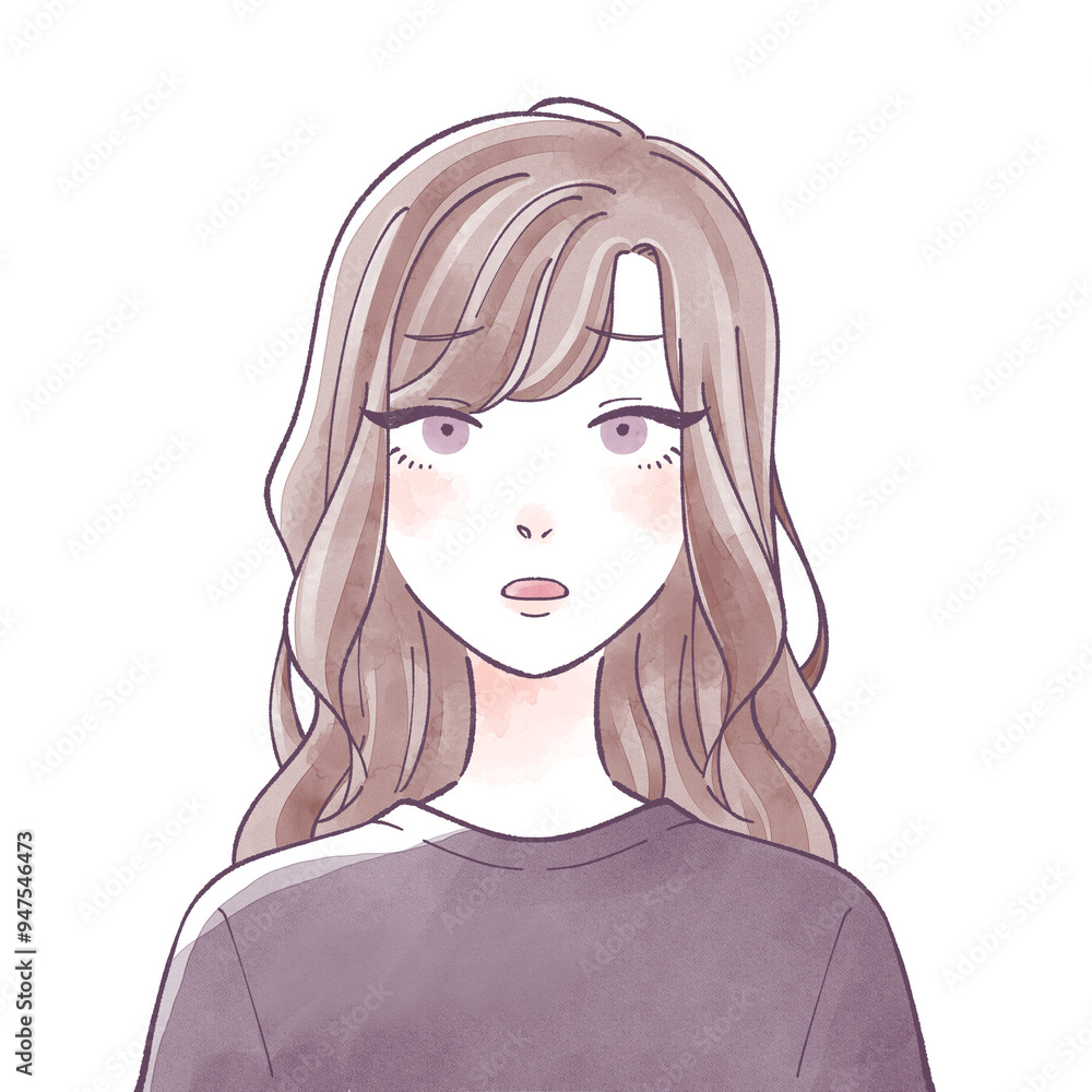 少し迷惑そうな女性 水彩 少し迷惑そうな女性 水彩