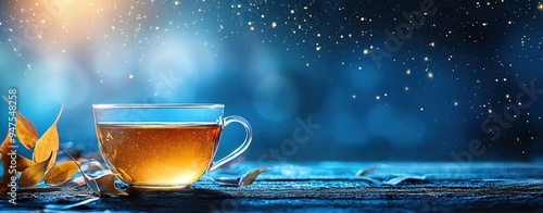 elegant Tea Leaf Reading decisions, constellation background with business elements photo