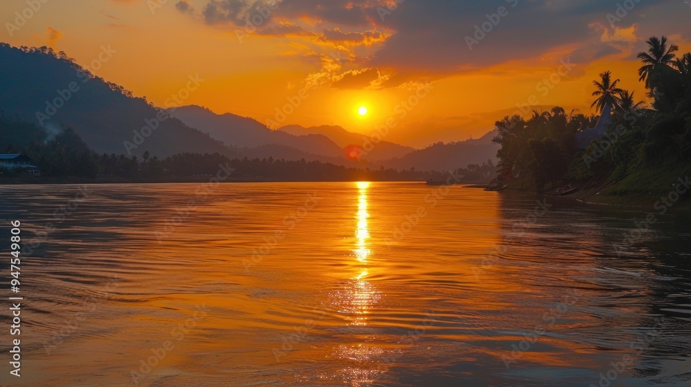 Sunset over a River in Thailand Sunset over a River in Thailand