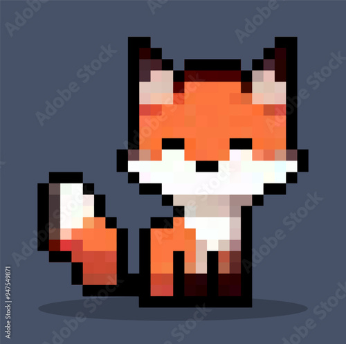 cute cartoon fox pixel art vector