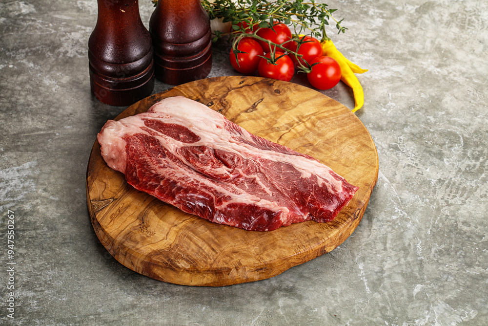 Raw beef chuck roll steak Raw beef chuck roll steak