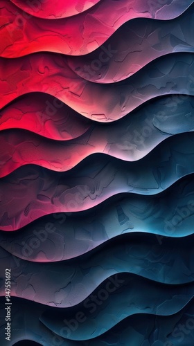 Colorful abstract artwork featuring wavy patterned forms and textures. photo