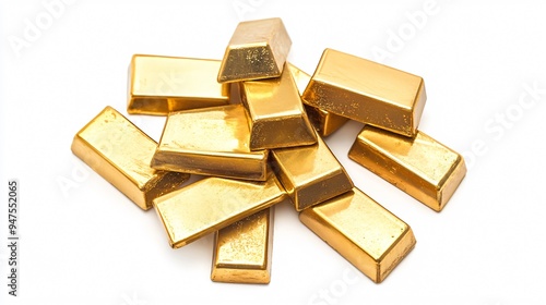 Luxurious Shiny Gold Bars on White Background